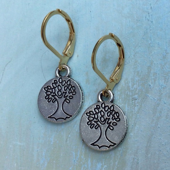 Sundance Charm Artisan Earrings tree of life silver gold plated - Picture 4 of 7